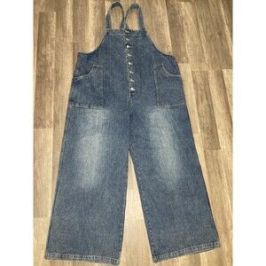 ODDY Overalls XXL 2XL Plus Size Denim Bib Plus Size Blue Jean Wide Leg